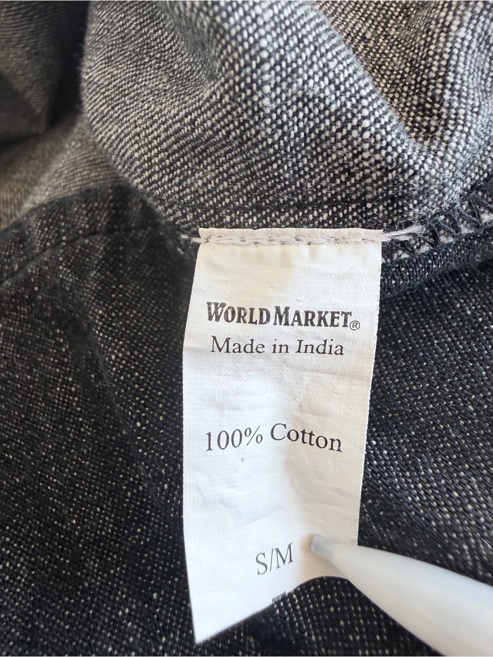 World Market Charcoal Chambray Wide Leg Jumpsuit S/M Deep V Boho Cotton - Picture 4 of 12